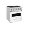 imageZLINE 30 in 42 cu ft Classic Dual Fuel Range with 4 Burner Gas Cooktop and Electric Convection Oven in Stainless Steel with White Matte Door CDRWM30