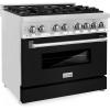 imageZLINE 36 in 46 cu ft Legacy Dual Fuel Range with 6 Burner Gas Cooktop and Electric Convection Oven in Satin Stainless Steel and Black Matte Door RASBLM36