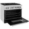 imageZLINE 36 in 46 cu ft Legacy Dual Fuel Range with 6 Burner Gas Cooktop and Electric Convection Oven in Satin Stainless Steel and Black Matte Door RASBLM36