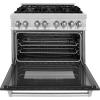imageZLINE 36 in 46 cu ft Legacy Dual Fuel Range with 6 Burner Gas Cooktop and Electric Convection Oven in Satin Stainless Steel and Black Matte Door RASBLM36