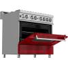 imageZLINE 36 in 46 cu ft Legacy Dual Fuel Range with 6 Burner Gas Cooktop and Electric Convection Oven in Satin Stainless Steel and Red Gloss Door RASRG36