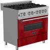 imageZLINE 36 in 46 cu ft Legacy Dual Fuel Range with 6 Burner Gas Cooktop and Electric Convection Oven in Satin Stainless Steel and Red Gloss Door RASRG36