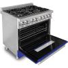 imageZLINE 36 in 46 cu ft Legacy Dual Fuel Range with 6 Burner Gas Cooktop and Electric Convection Oven in Stainless Steel and Blue Matte Door RABM36