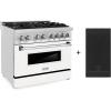 imageZLINE 36 in 46 cu ft Legacy Dual Fuel Range with 6 Burner Gas Cooktop and Electric Convection Oven in Stainless Steel with Griddle and White Matte Door RAWMGR36