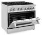 imageZLINE 36 in 46 cu ft Legacy Dual Fuel Range with Gas Cooktop and Electric Convection Oven in Stainless Steel with 6 Brass Burners RABR36