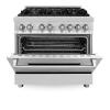 imageZLINE 36 in 46 cu ft Legacy Dual Fuel Range with Gas Cooktop and Electric Convection Oven in Stainless Steel with 6 Brass Burners RABR36
