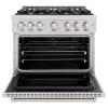 imageZLINE 36 in 52 cu ft Classic Dual Fuel Range with Gas Cooktop and Electric Convection Oven in Stainless Steel with 6 Brass Burners CDRBR36