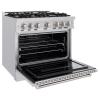 imageZLINE 36 in 52 cu ft Classic Dual Fuel Range with Gas Cooktop and Electric Convection Oven in Stainless Steel with 6 Brass Burners CDRBR36