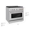 imageZLINE 36 in 52 cu ft Paramount Gas Range with 6 Burner Cooktop and Convection Gas Oven in Stainless Steel SGR36