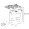 imageZLINE 36 in 52 cu ft Paramount Gas Range with 6 burner Cooktop and Convection Gas Oven in Satin Stainless Steel SGRS36