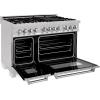 imageZLINE 48 in 60 cu ft Legacy Dual Fuel Range with Gas Cooktop and 2 Electric Ovens in Satin Stainless Steel with 6 Brass Burners RASSNBR48