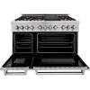imageZLINE 48 in 60 cu ft Legacy Dual Fuel Range with Gas Cooktop and 2 Electric Ovens in Satin Stainless Steel with 6 Brass Burners RASSNBR48