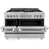 imageZLINE 48 in 60 cu ft Legacy Dual Fuel Range with Gas Cooktop and 2 Electric Ovens in Satin Stainless Steel with 6 Brass Burners RASSNBR48