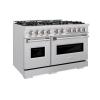 imageZLINE 48 in 67 cu ft Classic Double Oven Gas Range with 8 Burner Cooktop in Stainless Steel CGR48