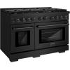 imageZLINE 48 in 67 cu ft Paramount Double Oven Gas Range with 8 Burner Cooktop in Black Stainless Steel SGRB48