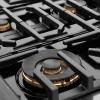 imageZLINE 48 in Autograph Edition Paramount Gas Rangetop with 8 Burners and Porcelain Cooktop in Black Stainless Steel with Polished Gold Accents SRTBZ48G
