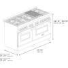 imageZLINE 60 in 74 cu ft Legacy Dual Fuel Range with 9 Burner Gas Cooktop and 2 Electric Convection Ovens in Satin Stainless Steel and Black Matte Doors RASBLM60