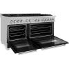 imageZLINE 60 in 74 cu ft Legacy Dual Fuel Range with 9 Burner Gas Cooktop and 2 Electric Convection Ovens in Satin Stainless Steel and Black Matte Doors RASBLM60