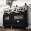 imageZLINE 60 in 74 cu ft Legacy Dual Fuel Range with 9 Burner Gas Cooktop and 2 Electric Convection Ovens in Satin Stainless Steel and Black Matte Doors RASBLM60