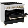 imageZLINE Autograph 36 Legacy Dual Fuel Range w 6 Burners amp Black amp Gold Accents RAZBLM36G