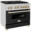 imageZLINE Autograph 36 Legacy Dual Fuel Range w 6 Burners amp Black amp Gold Accents RAZBLM36G