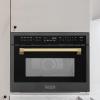 imageZLINE Autograph Edition 30 16 cu ft Builtin Convection Microwave Oven in Black Stainless Steel and Champagne Bronze Accents