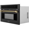 imageZLINE Autograph Edition 30 in 16 cu ft Builtin Convection Microwave Oven in Black Stainless Steel and Polished Gold Helix Handle MWOZ30BSKG