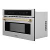 imageZLINE Autograph Edition 30 in 16 cu ft Builtin Convection Microwave Oven in Satin Stainless Steel and Champagne Bronze Accents MWOZ30SSCB
