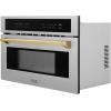 imageZLINE Autograph Edition 30 in 16 cu ft Builtin Convection Microwave Oven in Satin Stainless Steel and Polished Gold Accents MWOZ30SSG