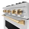 imageZLINE Autograph Edition 30 in 42 cu ft Classic Dual Fuel Range with 4 Burner Gas Cooktop and Electric Convection Oven in Stainless Steel with Polished Gold Accents CDRZ30G
