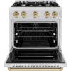imageZLINE Autograph Edition 30 in 42 cu ft Classic Gas Range with 4 Burner Cooktop and Convection Gas Oven in Satin Stainless Steel and Champagne Bronze Accents CGRSZ30CB