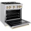 imageZLINE Autograph Edition 30 in 42 cu ft Classic Gas Range with 4 Burner Cooktop and Convection Gas Oven in Stainless Steel and Champagne Bronze Accents CGRZ30CB