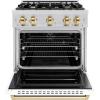 imageZLINE Autograph Edition 30 in 42 cu ft Classic Gas Range with 4 Burner Cooktop and Convection Gas Oven in Stainless Steel with White Matte Door and Polished Gold Accents CGRZWM30G