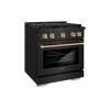 imageZLINE Autograph Edition 30 in 42 cu ft Paramount Gas Range with 4 Burner Cooktop and Convection Gas Oven in Black Stainless Steel and Champagne Bronze Accents SGRBZ30CB
