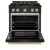 imageZLINE Autograph Edition 30 in 42 cu ft Paramount Gas Range with 4 Burner Cooktop and Convection Gas Oven in Black Stainless Steel and Champagne Bronze Accents SGRBZ30CB