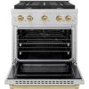imageZLINE Autograph Edition 30 in 42 cu ft Paramount Gas Range with 4 Burner Cooktop and Convection Gas Oven in Satin Stainless Steel and Champagne Bronze Accents SGRSZ30CB