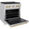 imageZLINE Autograph Edition 30 in 42 cu ft Paramount Gas Range with 4 Burner Cooktop and Convection Gas Oven in Satin Stainless Steel and Champagne Bronze Accents SGRSZ30CB