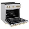 imageZLINE Autograph Edition 30 in 42 cu ft Paramount Gas Range with 4 Burner Cooktop and Convection Gas Oven in Stainless Steel and Champagne Bronze Accents SGRZ30CB