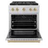 imageZLINE Autograph Edition 30 in 42 cu ft Paramount Gas Range with 4 Burner Cooktop and Convection Gas Oven in Stainless Steel and Champagne Bronze Accents SGRZ30CB