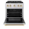 imageZLINE Autograph Edition 30 in 42 cu ft Paramount Gas Range with 4 Burner Cooktop and Convection Gas Oven in Stainless Steel and Polished Gold Accents SGRZ30G