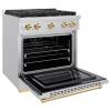 imageZLINE Autograph Edition 30 in 42 cu ft Paramount Gas Range with 4 Burner Cooktop and Convection Gas Oven in Stainless Steel and Polished Gold Accents SGRZ30G