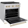 imageZLINE Autograph Edition 30 in 42 cu ft Paramount Gas Range with 4 Burner Cooktop and Convection Gas Oven in Stainless Steel with White Matte Door and Polished Gold Accents SGRZWM30G