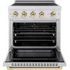 imageZLINE Autograph Edition 30 in 42 cu ft Paramount Induction Range with 4 Element Cooktop and Electric Convection Oven in Stainless Steel with Polished Gold Accents SINRZ30G