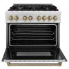 imageZLINE Autograph Edition 36 in 46 cu ft Legacy Dual Fuel Range with 6 Burner Gas Cooktop and Electric Convection Oven in Satin Stainless Steel and Champagne Bronze Accents RASZSN36CB
