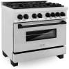 imageZLINE Autograph Edition 36 in 46 cu ft Legacy Dual Fuel Range with 6 Burner Gas Cooktop and Electric Convection Oven in Satin Stainless Steel and Matte Black Accents RASZSN36MB