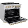 imageZLINE Autograph Edition 36 in 52 cu ft Classic Dual Fuel Range with 6 Burner Gas Cooktop and Electric Convection Oven in Stainless Steel with Champagne Bronze Accents CDRZ36CB