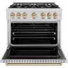 imageZLINE Autograph Edition 36 in 52 cu ft Classic Dual Fuel Range with 6 Burner Gas Cooktop and Electric Convection Oven in Stainless Steel with Champagne Bronze Accents CDRZ36CB