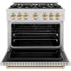 imageZLINE Autograph Edition 36 in 52 cu ft Classic Dual Fuel Range with 6 Burner Gas Cooktop and Electric Convection Oven in Stainless Steel with Polished Gold Accents CDRZ36G