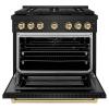 imageZLINE Autograph Edition 36 in 52 cu ft Paramount Gas Range with 6 Burner Cooktop and Convection Gas Oven in Black Stainless Steel and Champagne Bronze Accents SGRBZ36CB