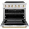 imageZLINE Autograph Edition 36 in 52 cu ft Paramount Induction Range with 5 Element Cooktop and Electric Convection Oven in Satin Stainless Steel with Champagne Bronze Accents SINRSZ36CB